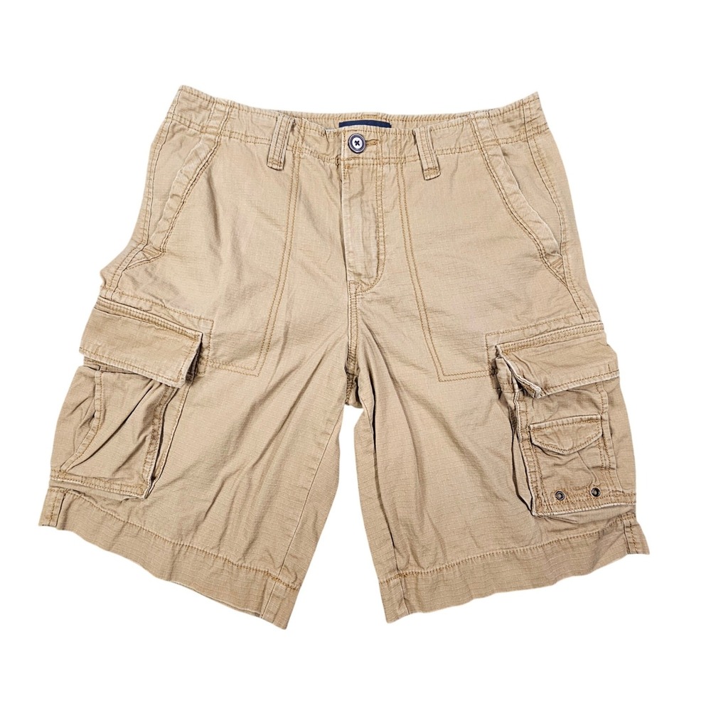 Aeropostale Mens Cargo Shorts Size 32 Brown Khaki Cotton Ripstop Hiking Gorpcore